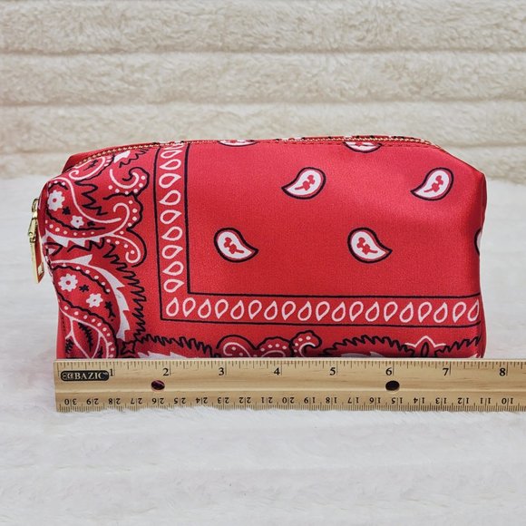 Blue Or Black Bandana Hard Case Make - Up Bag Purse Set of 3 per color - Picture 9 of 16